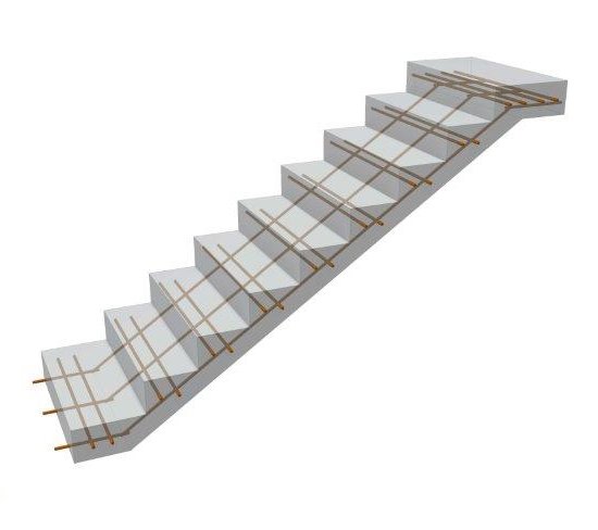 сборные бетонные элементы, армирование стеклоплатсиковой арматурой, лестница